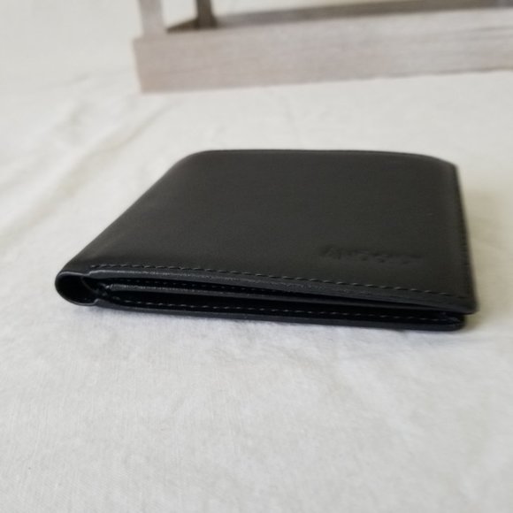 NWT! ANDOILT Black Leather Bifold Slim Wallet w/RFID Blocking and Storage Pouch - Picture 8 of 11